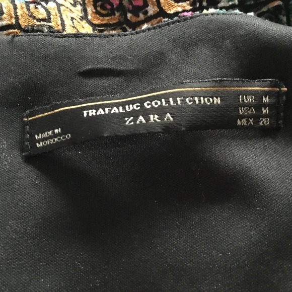 Zara Trafaluc Dress Womens Medium Multicolor Patchwork Boho Long Sleeve Midi - Picture 10 of 13